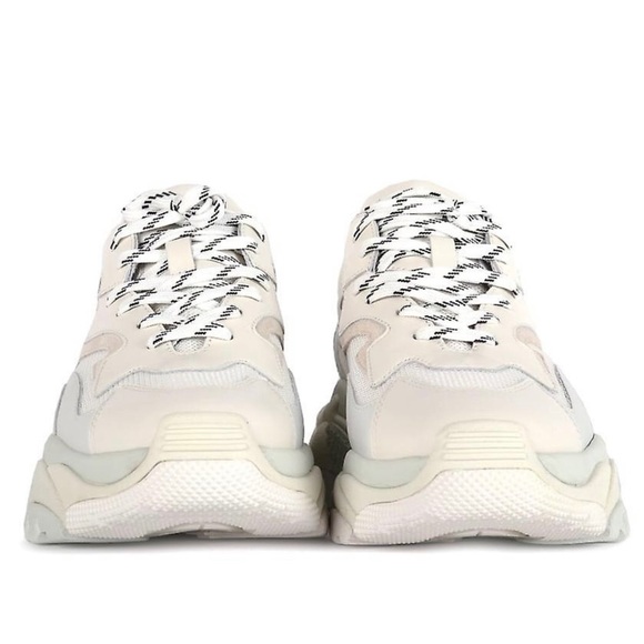 Ash ADDICT Sneakers Off-White Leather & Mesh Size 10, New Without Tags - Picture 3 of 9